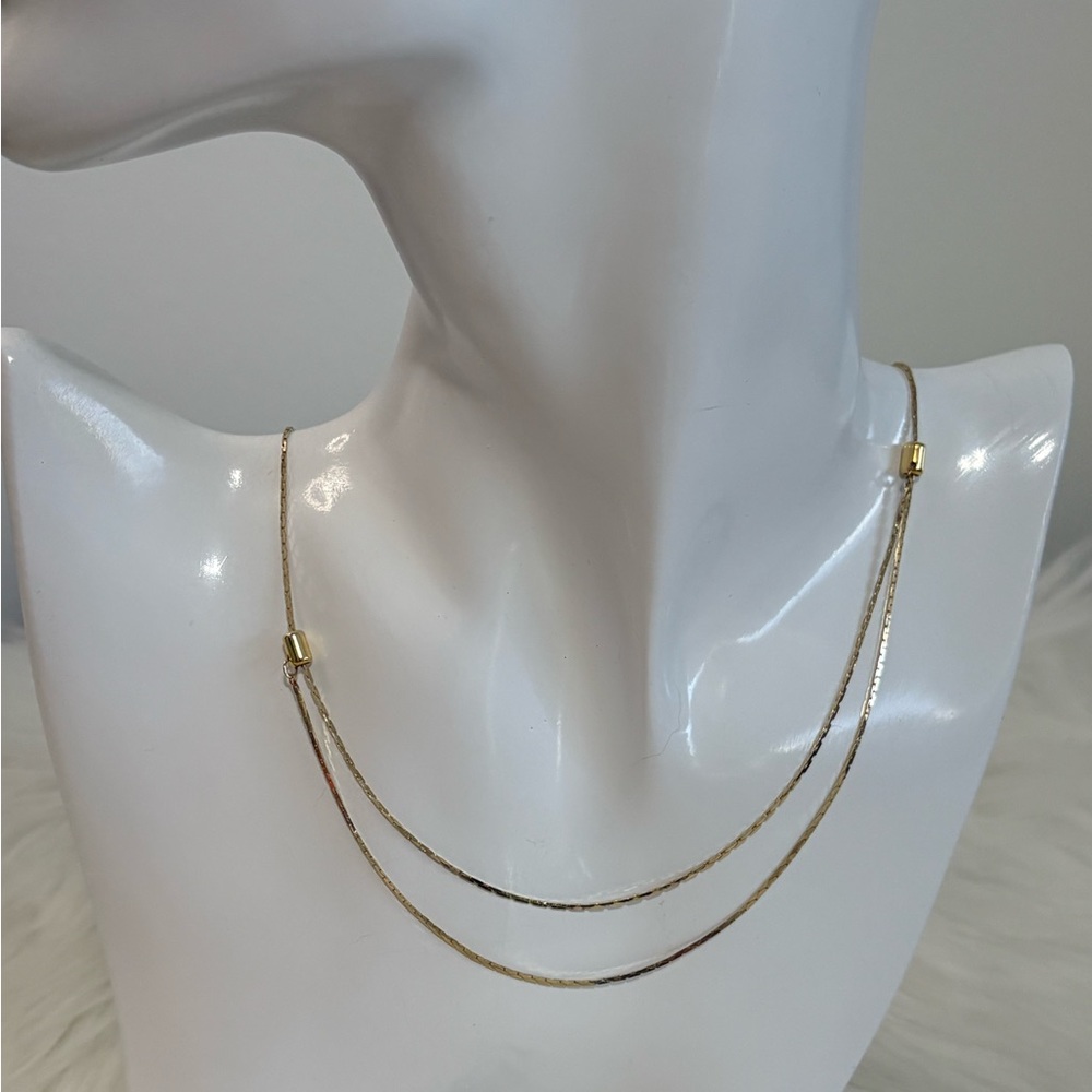 Vintage Slide Necklace Double Strand or single you choose Gold Tone - Picture 2 of 4